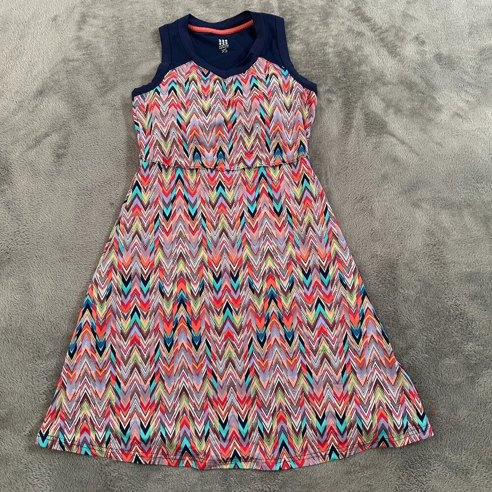 Title Nine Hillarys Mesh Magic Chevron Print Dress XS Built-In Bra Tennis Golf